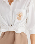 Tan logo blouse
