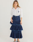 Blue Denim Ruffle Skirt