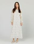 Cream Floral Linear Cotton Maxi