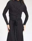 Black Waisted Wrap Maxi