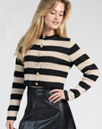 Black & Cream Striped Cardigan