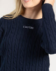 Navy Cable Knit Sweater