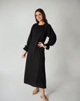 Black Linear Cotton Maxi