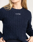 Navy Cable Knit Sweater