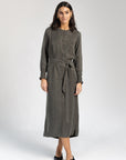 Sage suede shirt dress