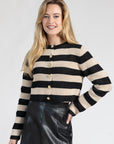 Black & Cream Striped Cardigan