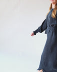 Blue suede shirt dress