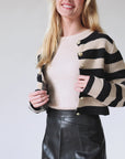 Black & Cream Striped Cardigan